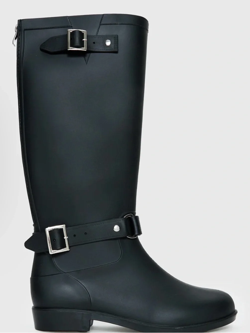 Princess Polly Elvera‎ Buckle Detail Rubber Gumboots Black Size 8